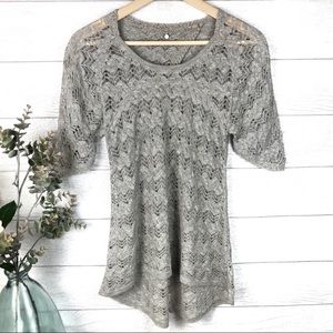 Anthropologie Knitted Knotted Gray Knit Top S
